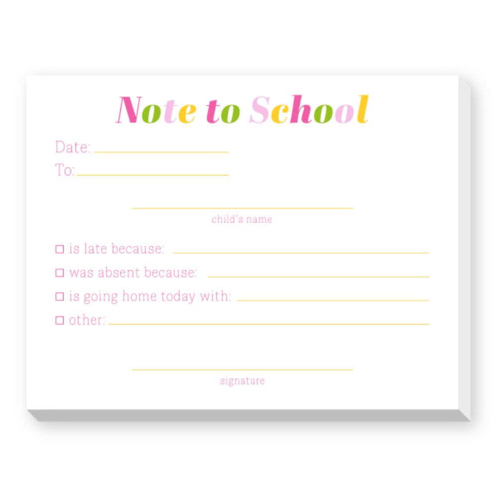 Note to School Notepad Pastel