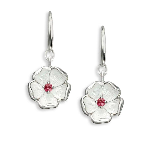 Nicole Barr White Cherokee Rose Enamel Earrings