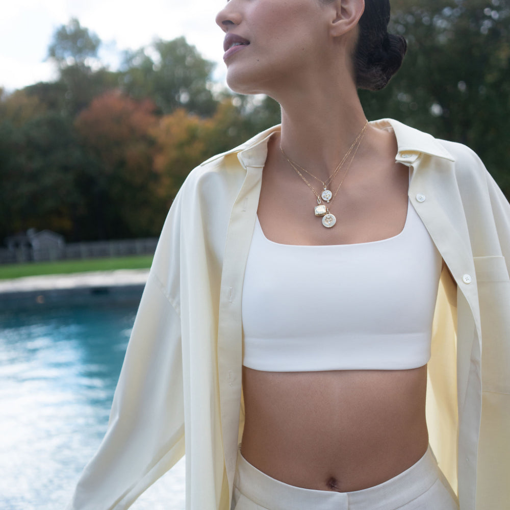 MRK 18k Gold Slim Cushion "Viv" Locket Necklace