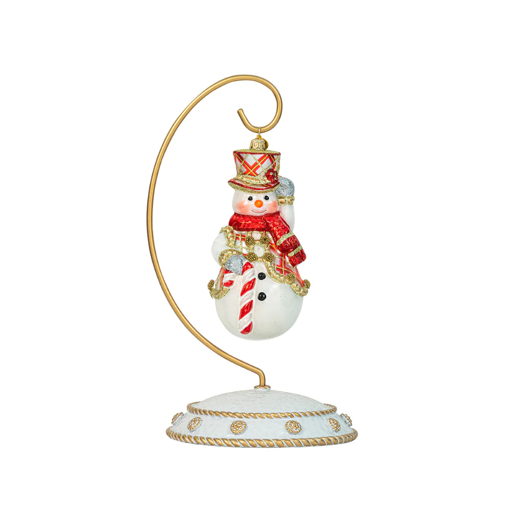 Juliska Berry & Thread Snowman Glass Ornament - Ruby Tartan