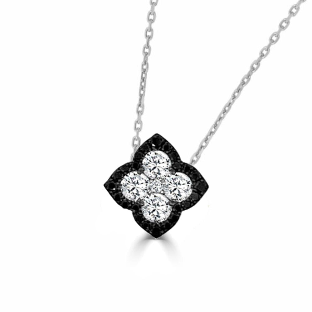 Frederic Sage 14K Fleur D'Amour Black Diamond Halo Necklace