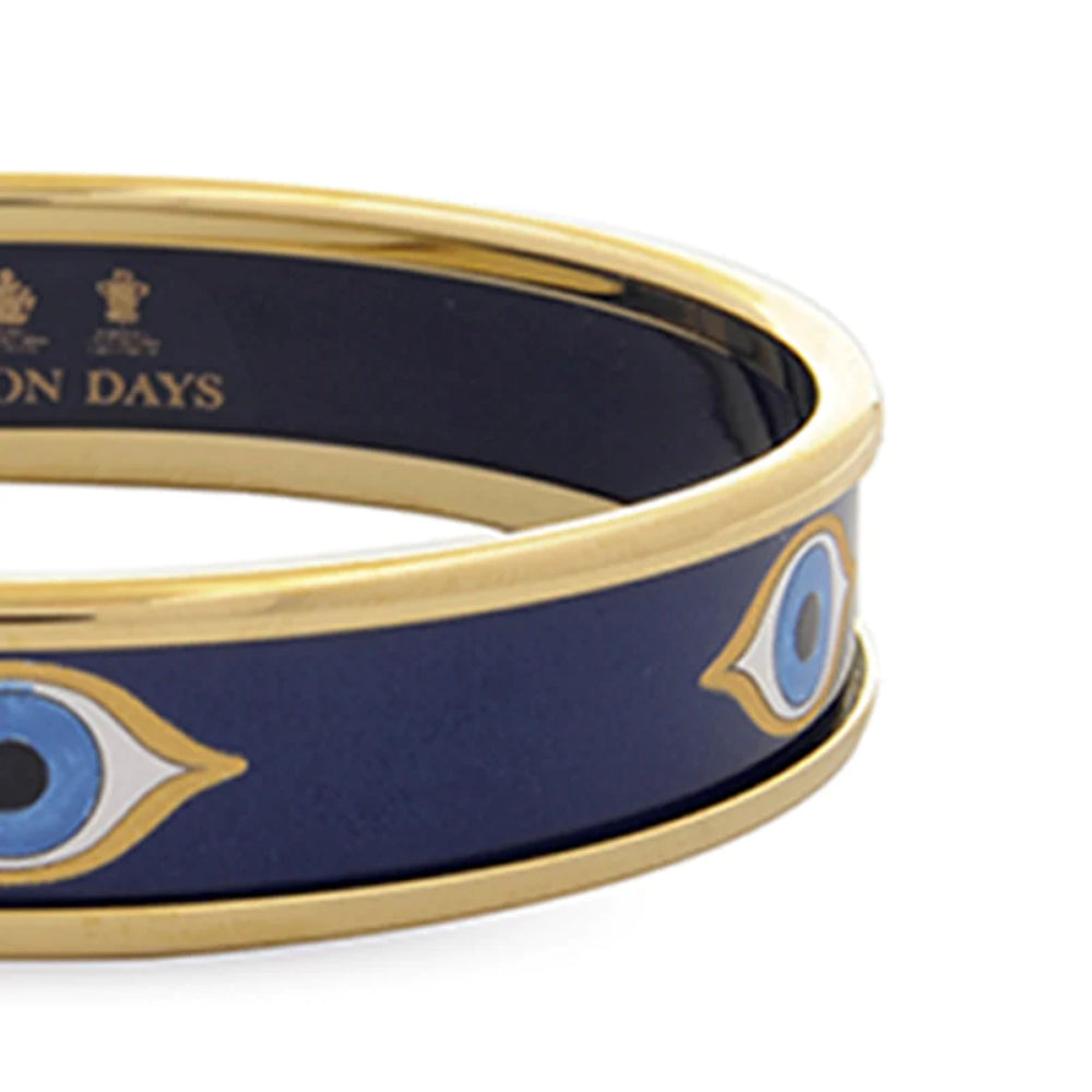 Halcyon Days 1cm Evil Eye Navy & Gold Enamel Bangle