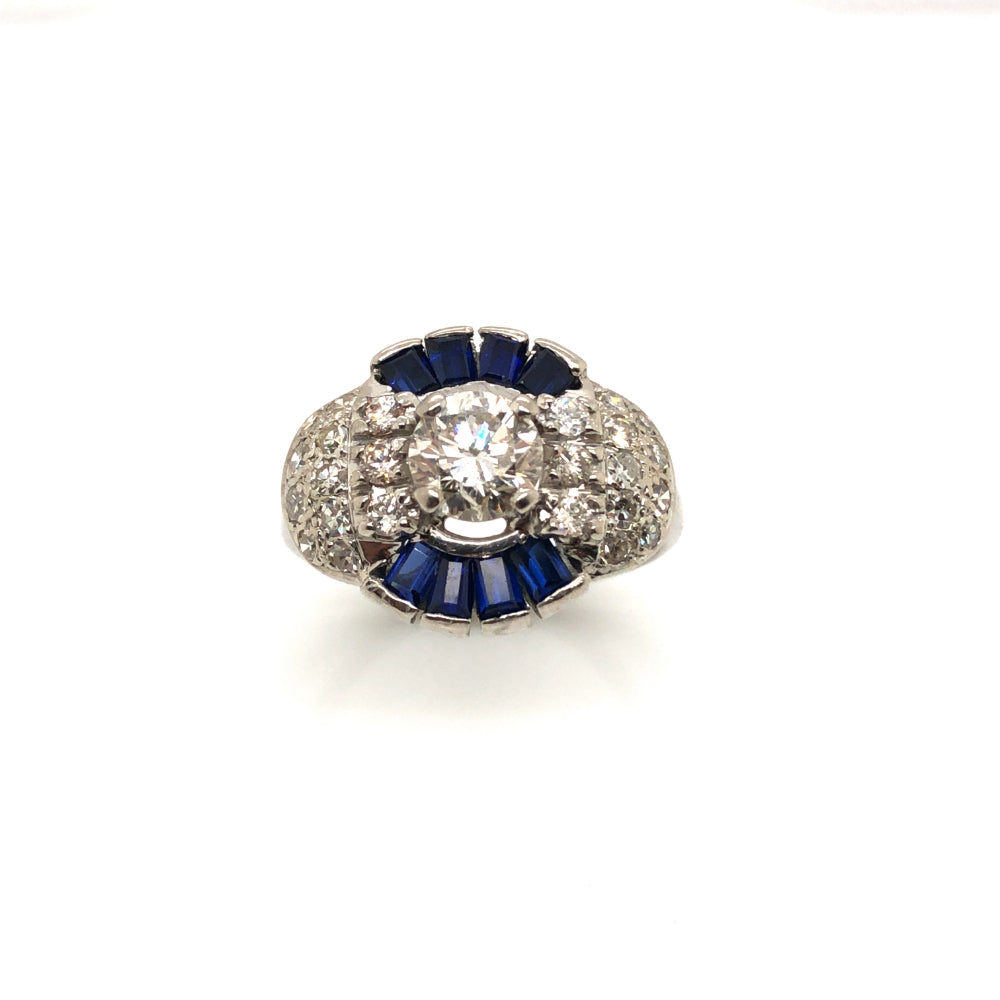 Estate 14k White Gold Sapphire Ring