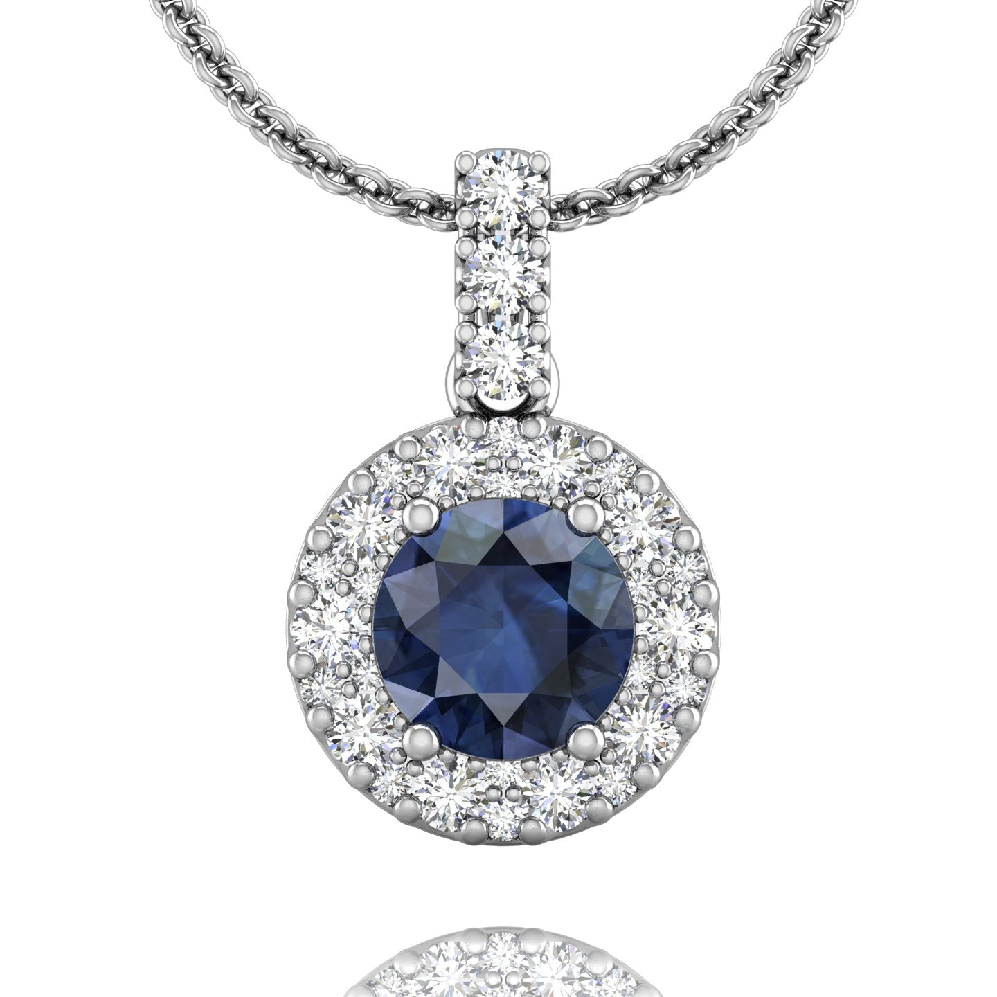 Martin Flyer Round Sapphire and Diamond Pendant