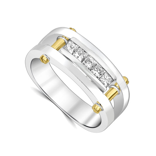 Gents 14k Two Tone Diamond Wedding Band