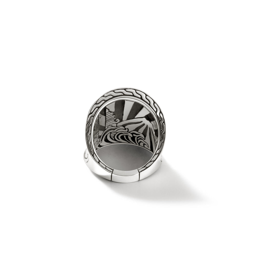 John Hardy SS Hammered Saddle Ring SZ 7