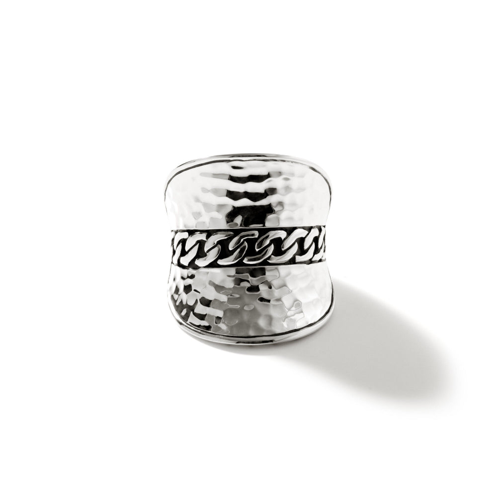 John Hardy SS Hammered Saddle Ring SZ 7