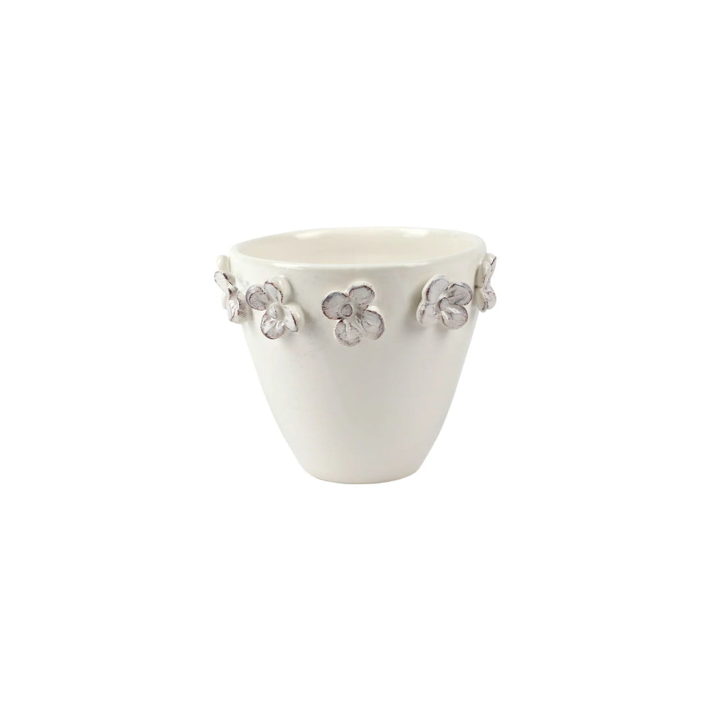 Vietri Rustic Garden Cachepot - White