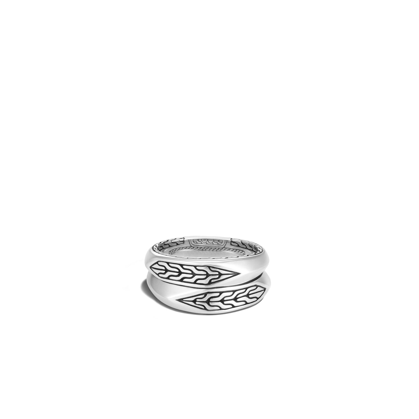 John Hardy Gents Classic Chain Motif Stacked Signet Ring