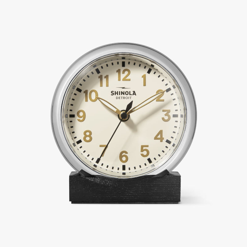 Shinola Runwell Chrome Case Desk Clock
