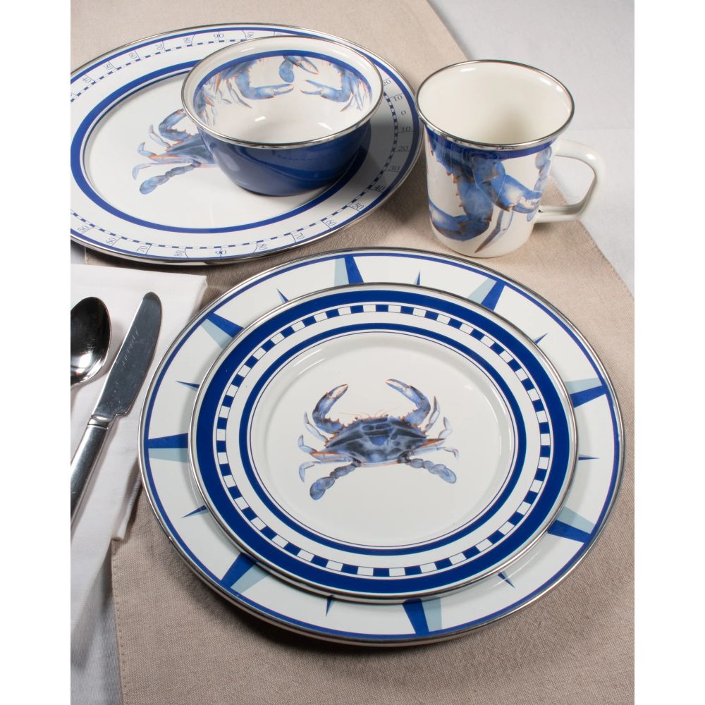 Golden Rabbit Blue Crab Oval Platter