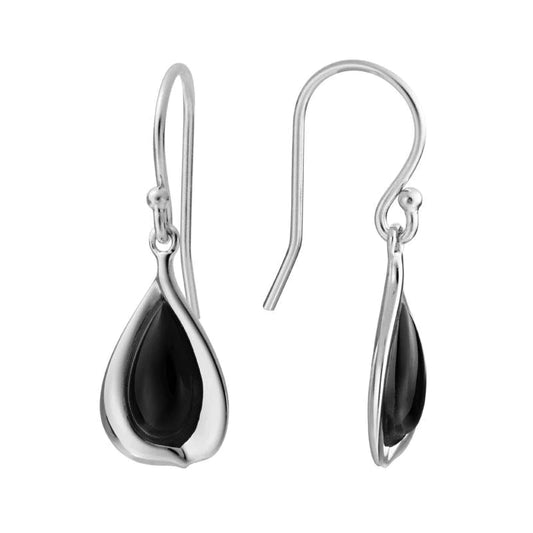 Onyx Teardrop Wire Dangle Earrings