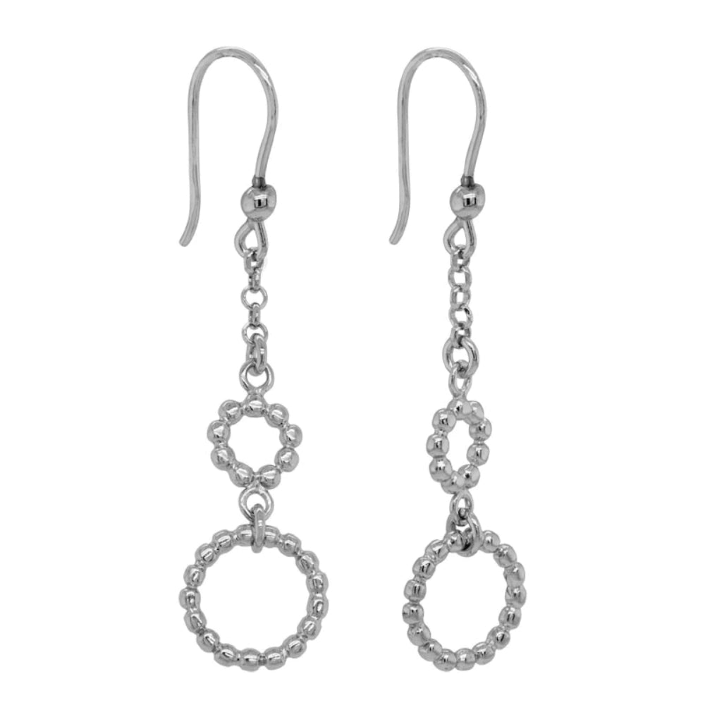 Sterling Silver Beaded Circles Dangle Earrings