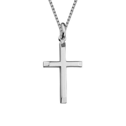 Sterling Silver Cross with Slanted Ends Necklace