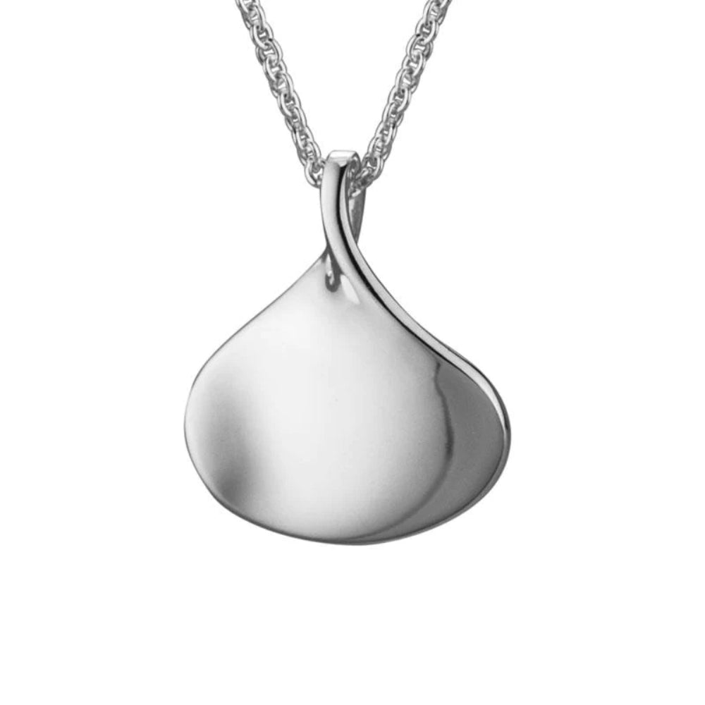 Sterling Silver Shiny Scoop Pendant Necklace