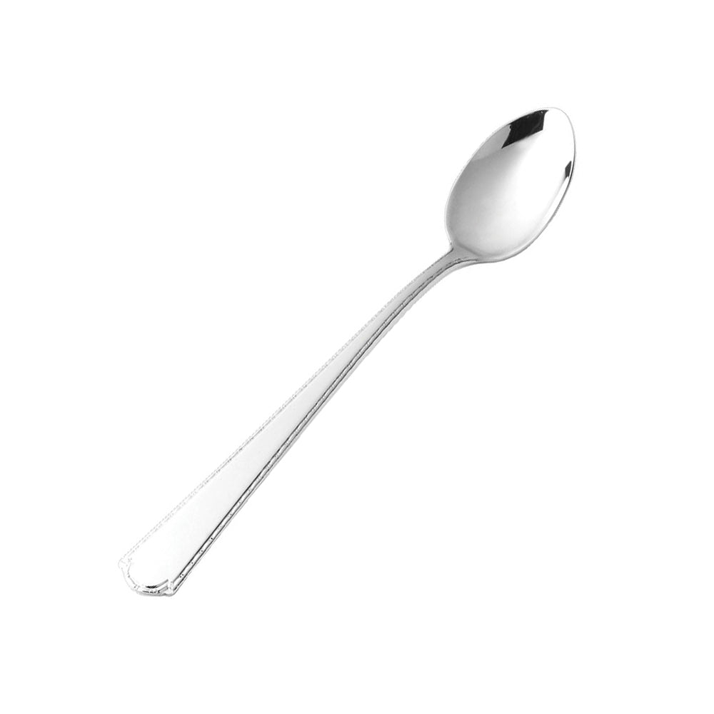 Silver spoon on a white background