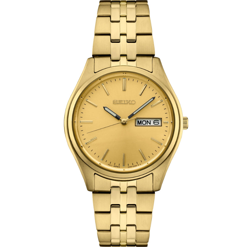 Seiko Essentials Collection Champagne Dial Gold Tone Stainless Quartz