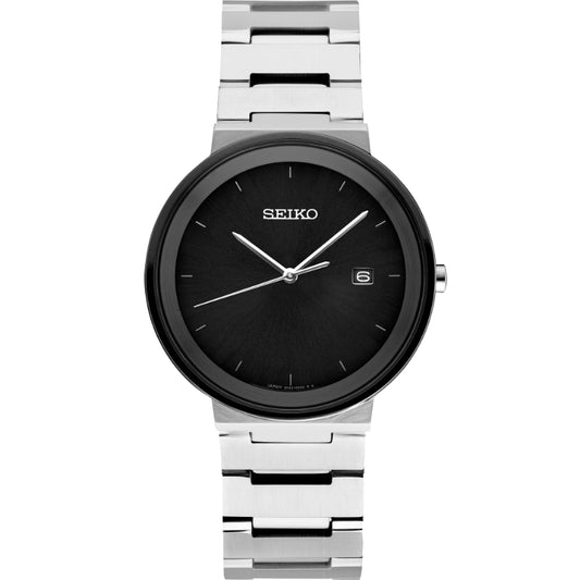Seiko Essential Contemporary Minimalist Design Black Dial Quartz, SUR485