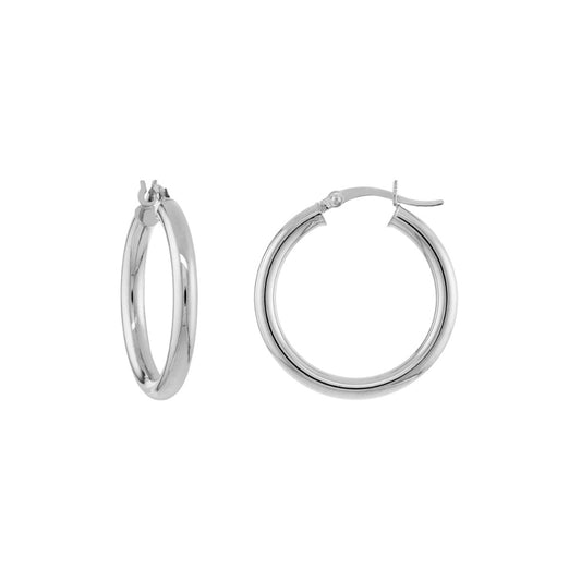 14k White Gold Polished Hoop Earrings