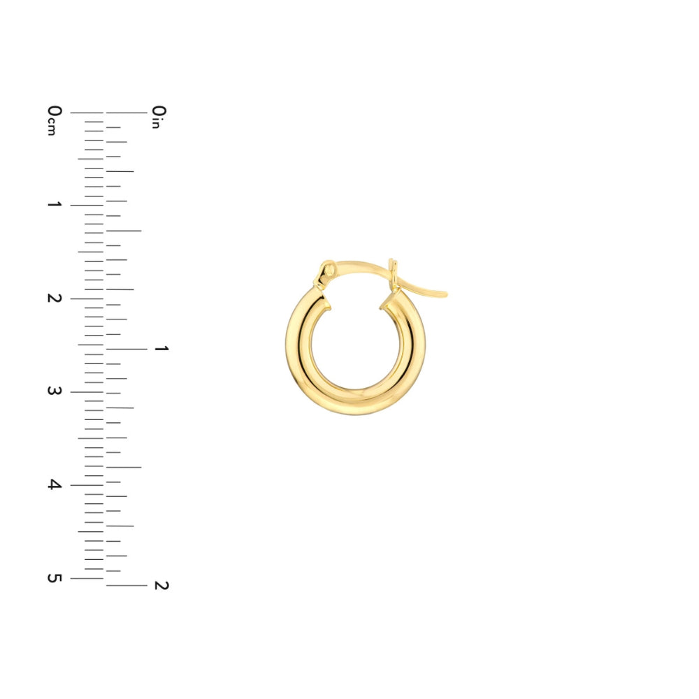 14k Gold Round Tube Hoop Earrings