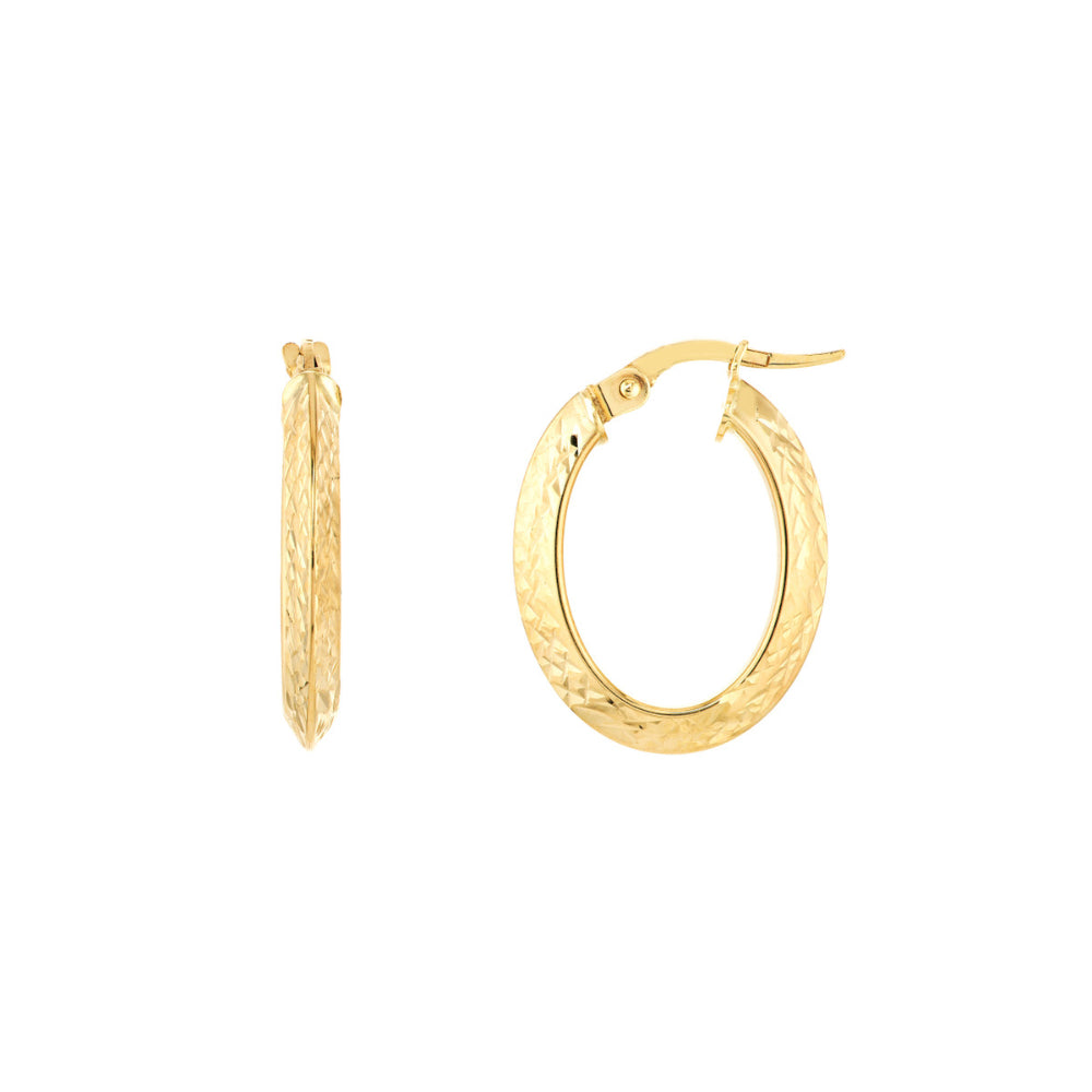 14k Gold Oval Hoops Earrings