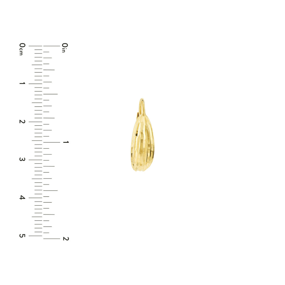 14k Yellow Gold Diamond-Cut Curve Earrings