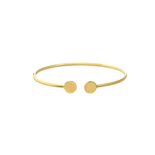 14k Gold Cuff Bracelet with Disc Ends