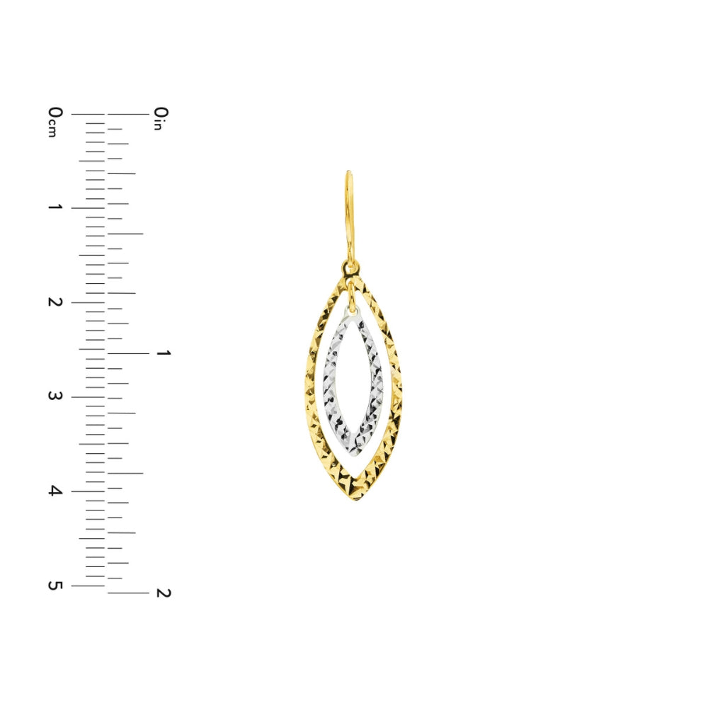 14k Two Tone Diamond-Cut Earrings