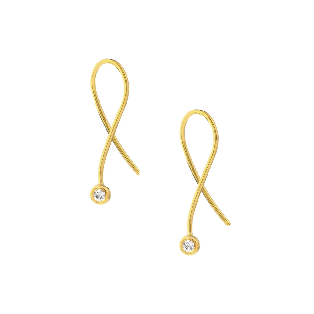 14k Gold Diamond Bezel Threader Earrings