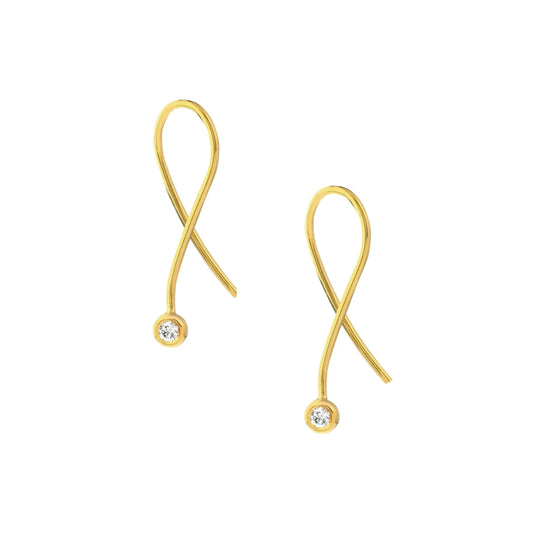 14k Gold Diamond Bezel Threader Earrings