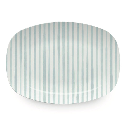 Mariposa Teal Simple Stripes Platter