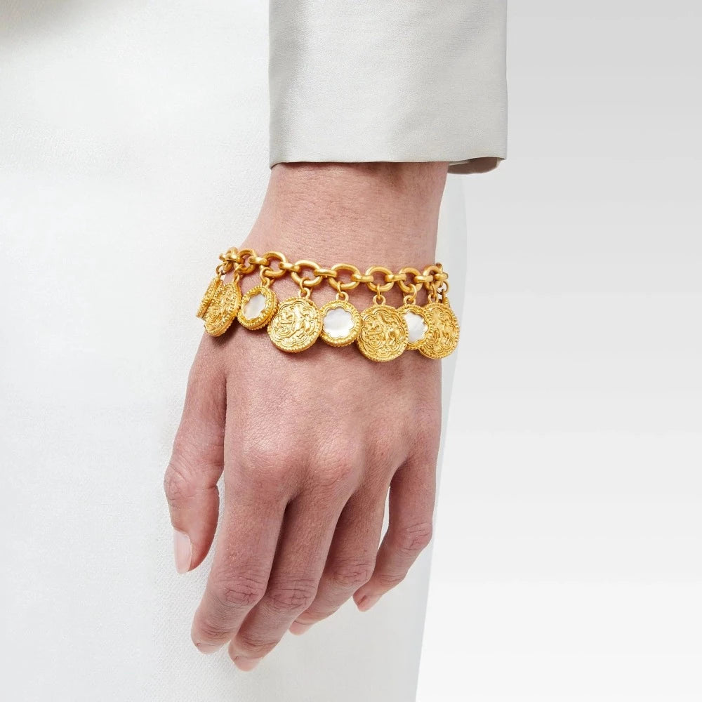 Julie Vos Trieste Coin Charm Bracelet Gold Mother of Pearl