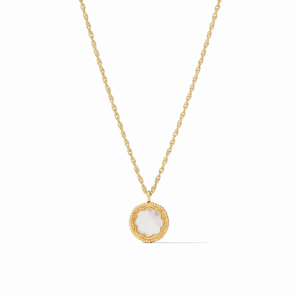 Julie Vos Trieste Coin Solitaire Necklace Gold Mother of Pearl