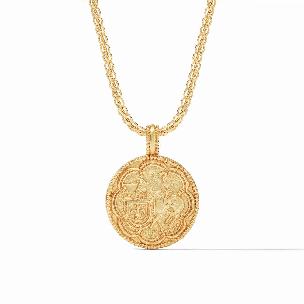 Julie Vos Trieste Coin Statement Pendant Gold Mother of Pearl