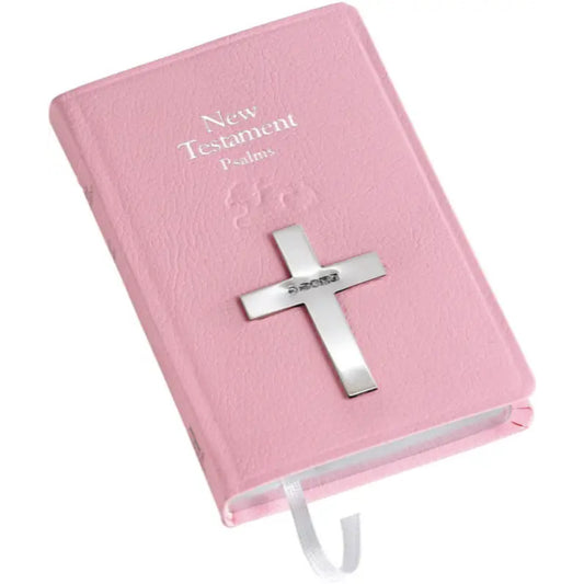 Pink New Testament Bible With Sterling Silver Cross