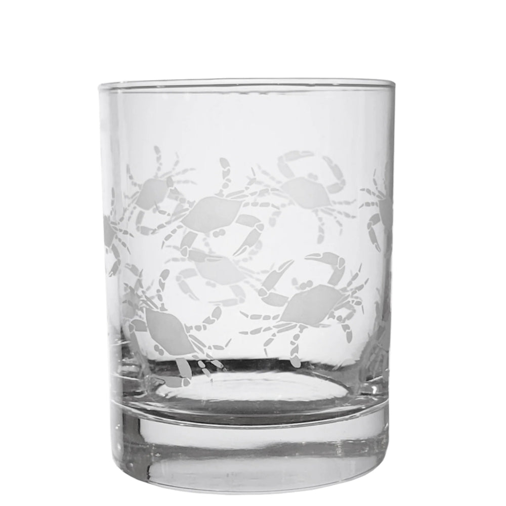 Blue Crab Life Rocks Glass (Double Old Fashioned)