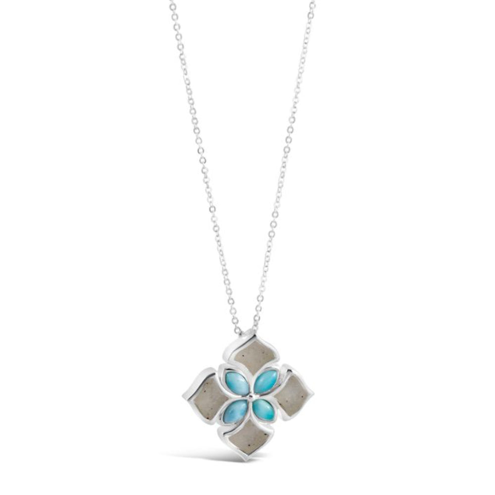 Dune Jewelry Sterling Silver Boho Bloom Larimar Necklace