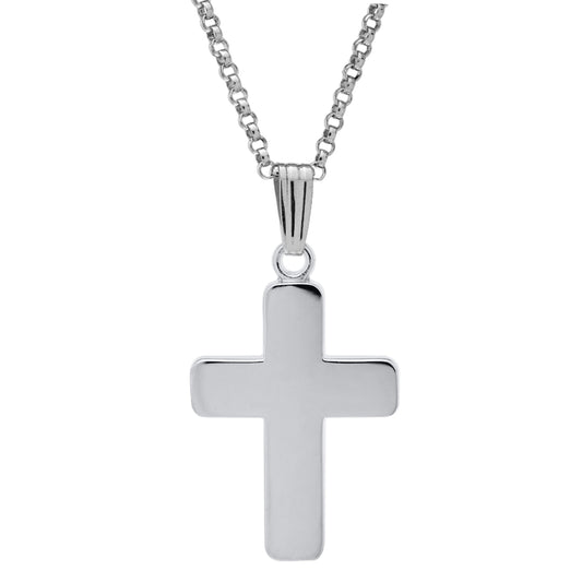 Sterling Silver Classic Cross Necklace 18"