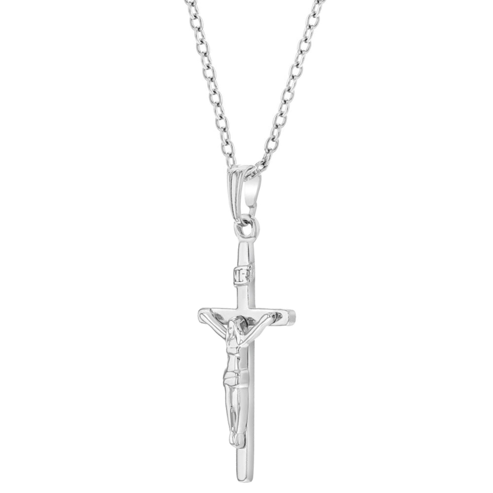 Children's Sterling Silver Traditional Jesus Crucifix Pendant Necklace