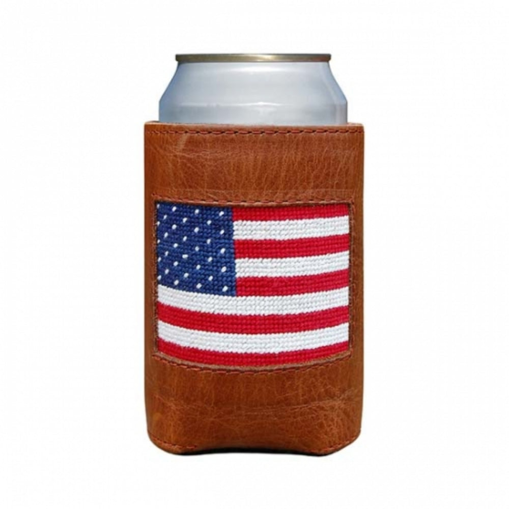 Smathers & Branson American Flag Needlepoint Can Cooler