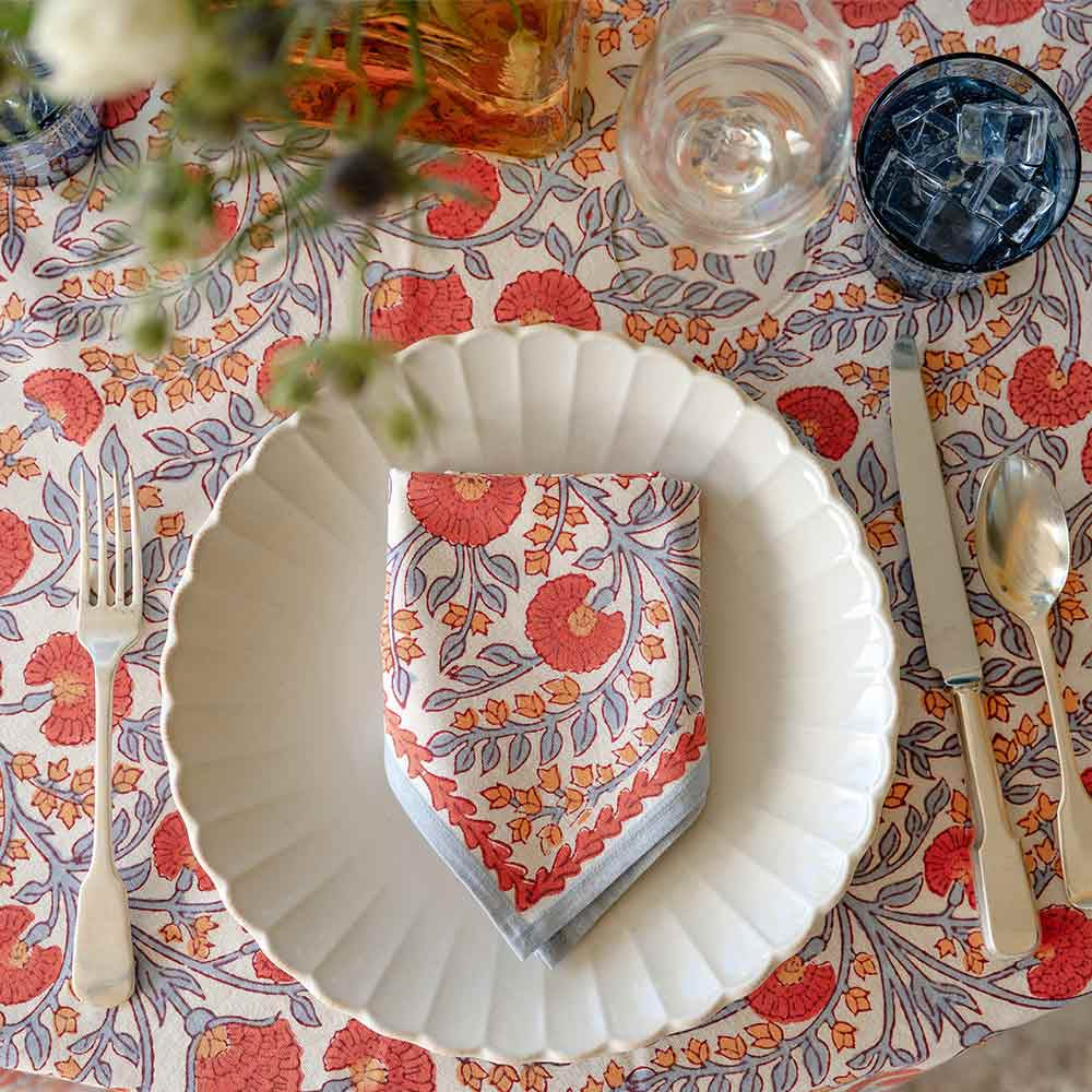 Pomegranate Cactus Flower Ivory Napkin