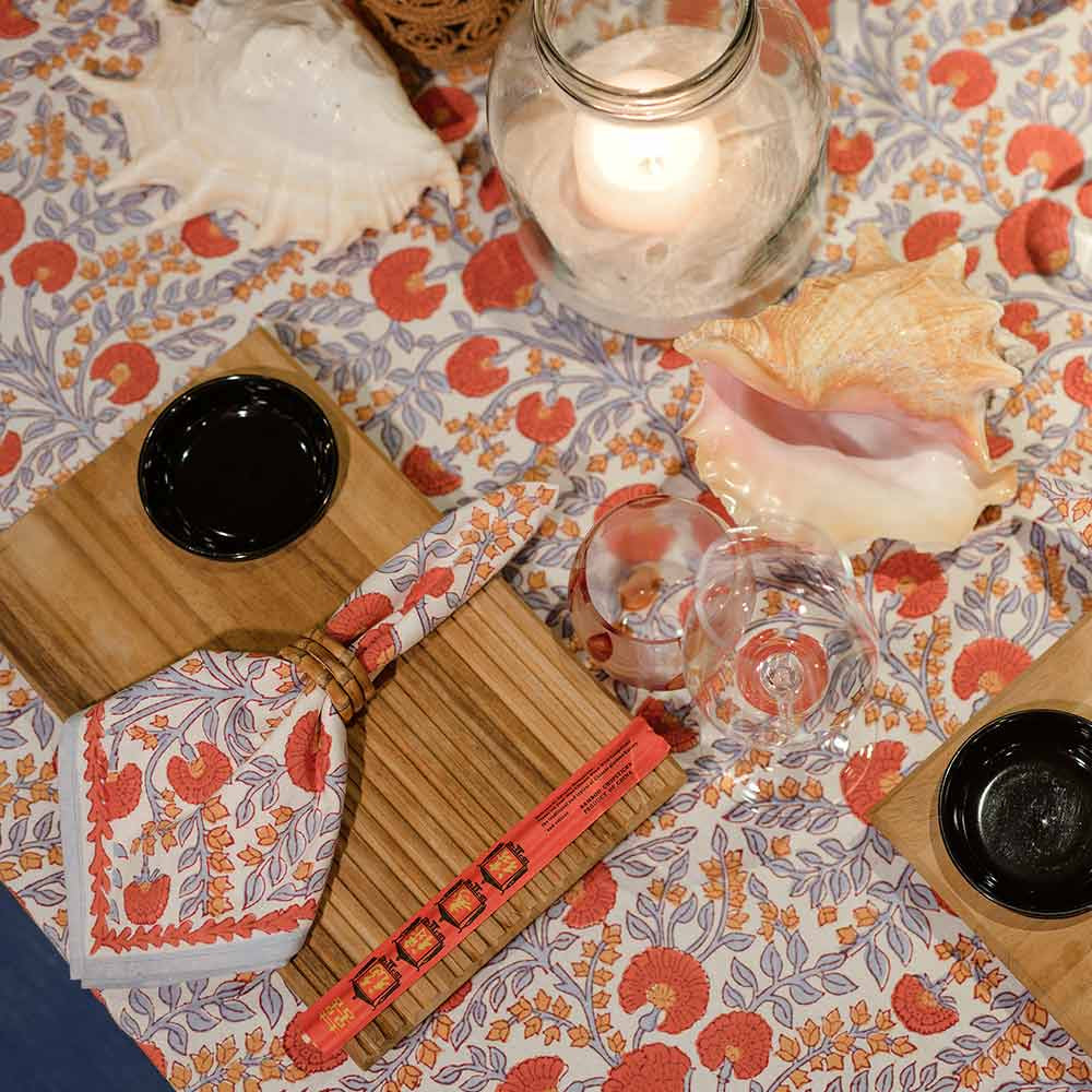 Pomegranate Cactus Flower Ivory Napkin