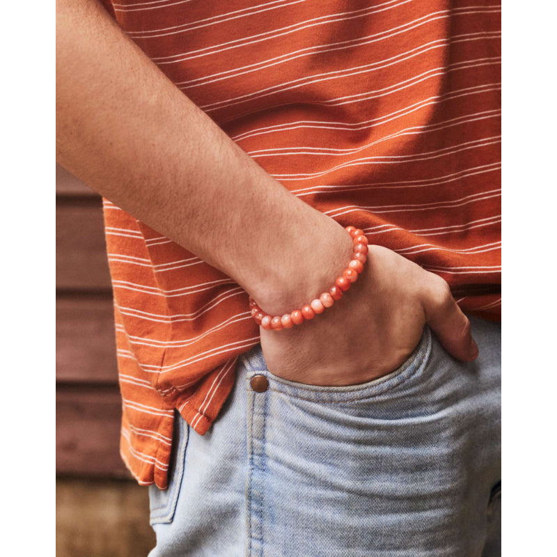Scott Bros. Cade Oxidized Sterling Silver Corded Bracelet In Orange Banded Agate