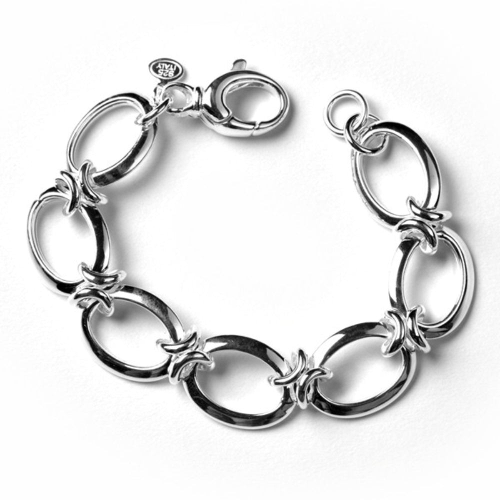 Sterling Silver Oval & Knot Links Bracelet
