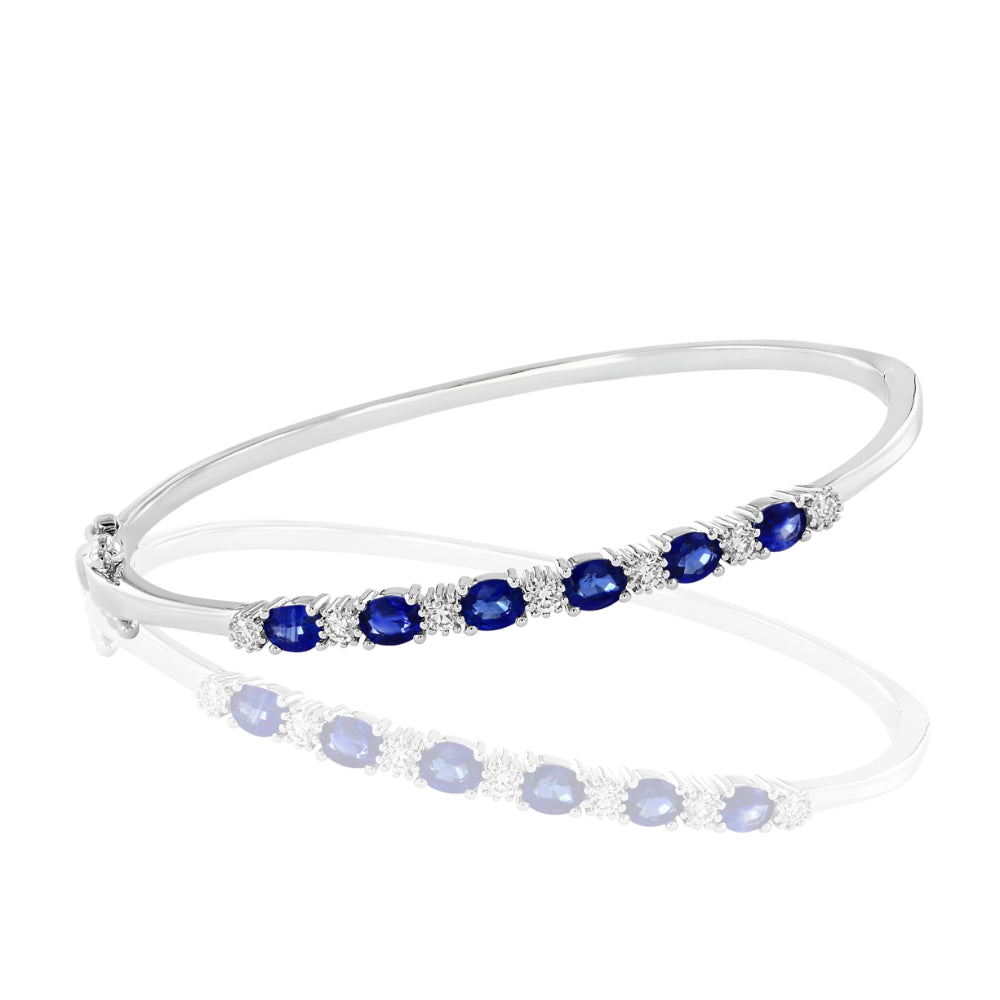 14k Sapphire and Diamond Bangle Bracelet