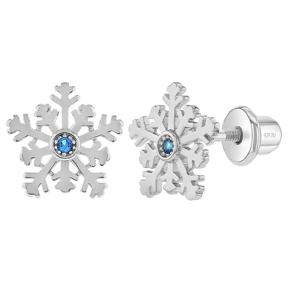 Children's Sterling Silver Winter Snowflake Earrings