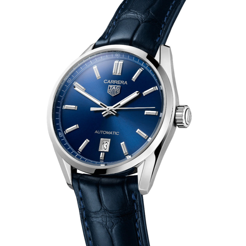 Tag Heuer Gents Carrera 39mm Automatic - Blue/Blue Leather