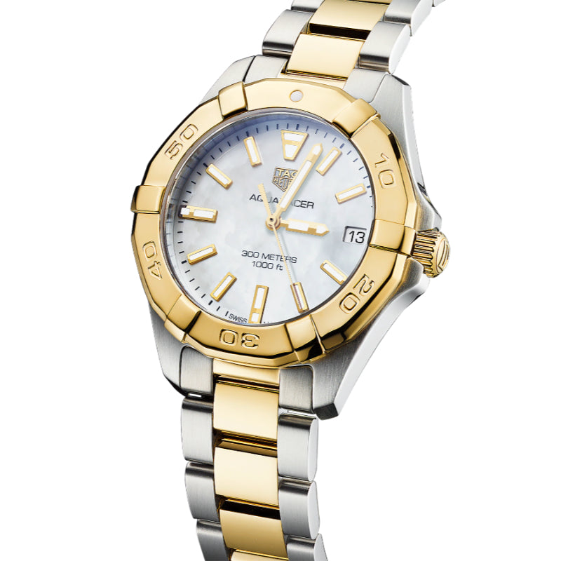 Tag Heuer Ladies 32mm Two-Tone Aquaracer, Mother of Pearl Dial