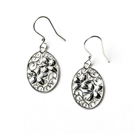 Sterling Silver Open Work Azalea Earrings