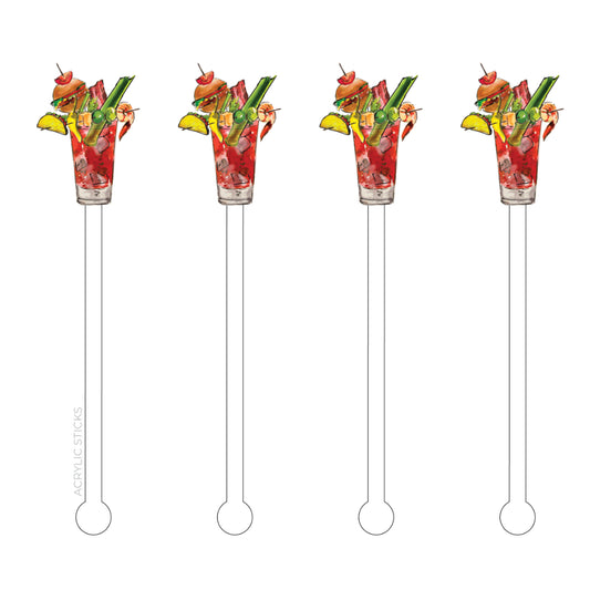 Bloody Mary Acrylic Stir Sticks- Set of 4